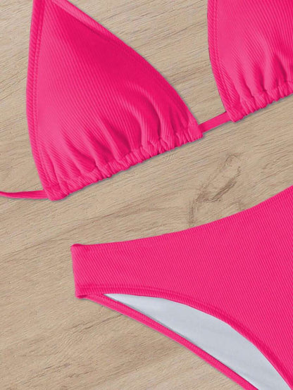 Çiçek Desenli Halter Bağcıklı Bikini Takımı Niebbla