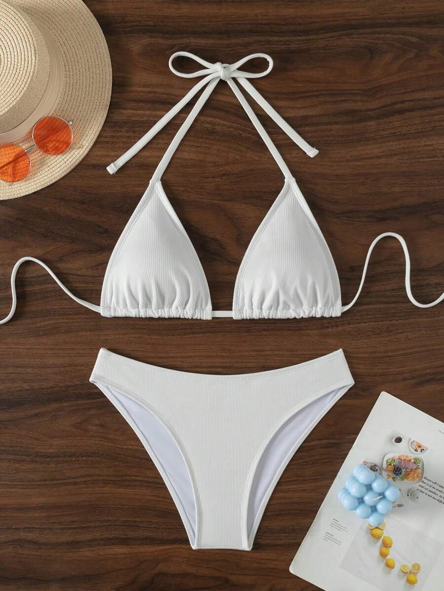 Çiçek Desenli Halter Bağcıklı Bikini Takımı Niebbla
