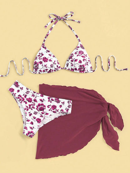 Düğüm Detaylı Çiçek Desenli Bikini Takımı Niebbla