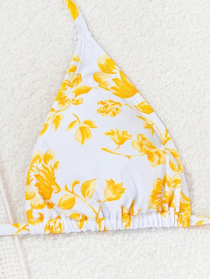 Düğüm Detaylı Çiçek Desenli Bikini Takımı Niebbla