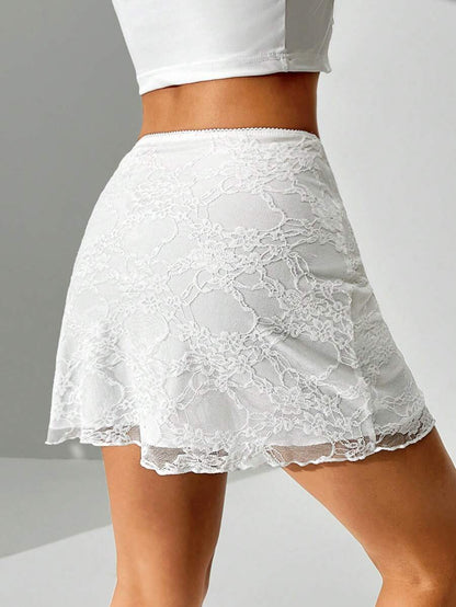 Kontrast Dantelli Yazlık Mini Etek Niebbla