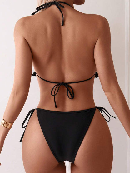 Fırfırlı Askılı Kırmızı Bikini Takımı Niebbla