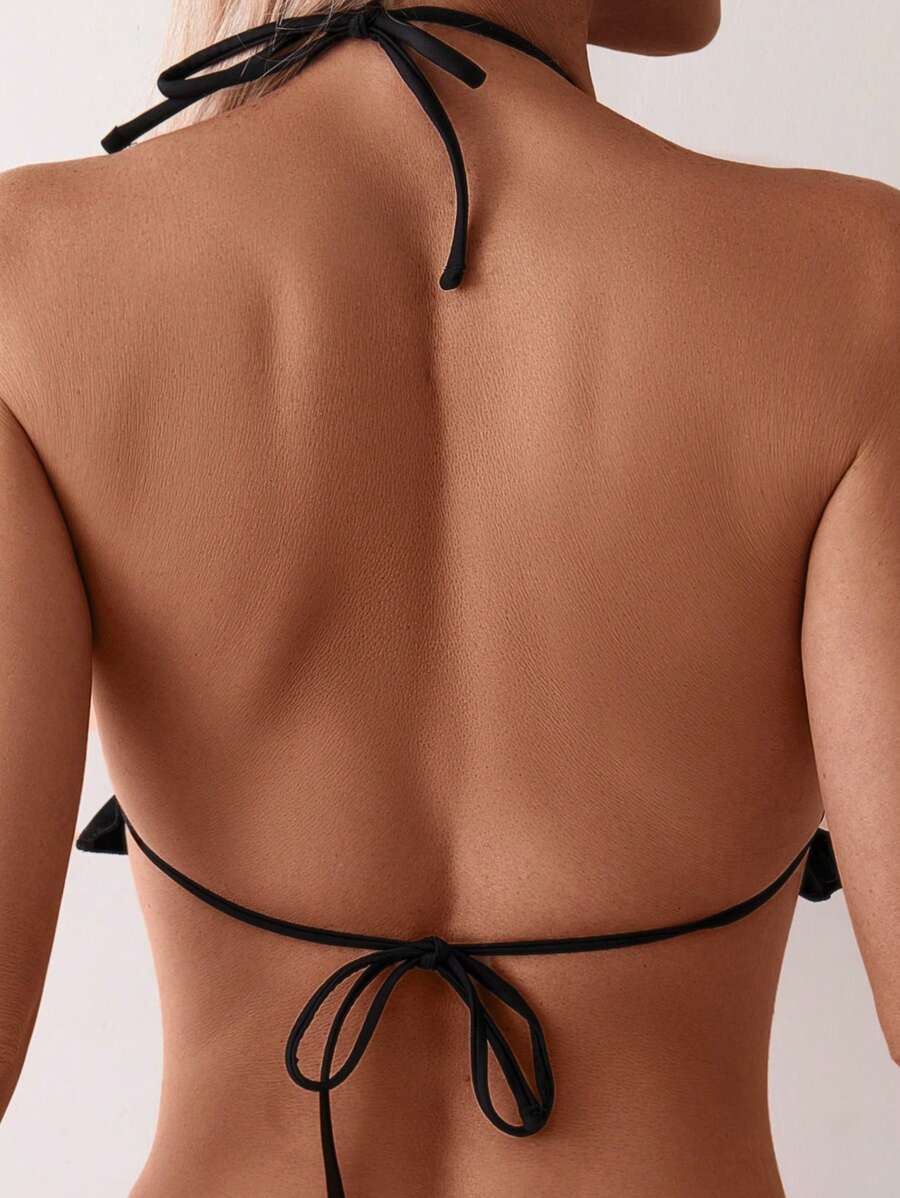 Fırfırlı Askılı Kırmızı Bikini Takımı Niebbla