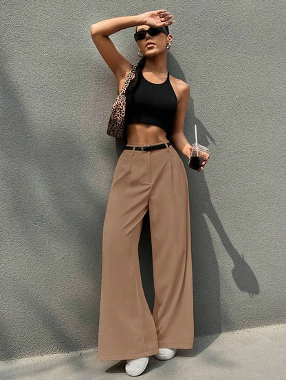 Kemerli Geniş Paça Günlük Pantolon Niebbla