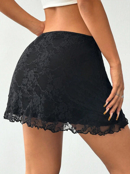 Kontrast Dantelli Yazlık Mini Etek Niebbla