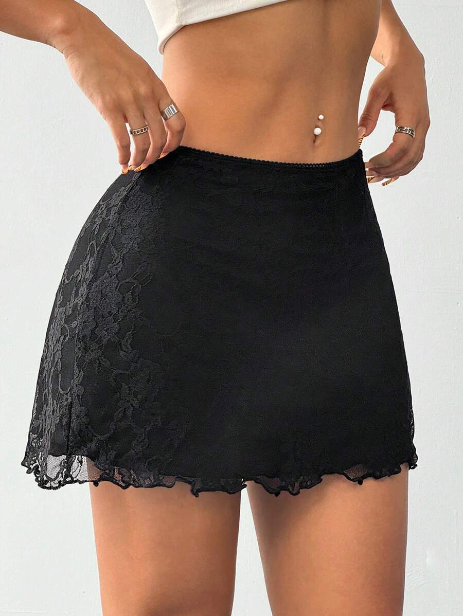 Kontrast Dantelli Yazlık Mini Etek Niebbla