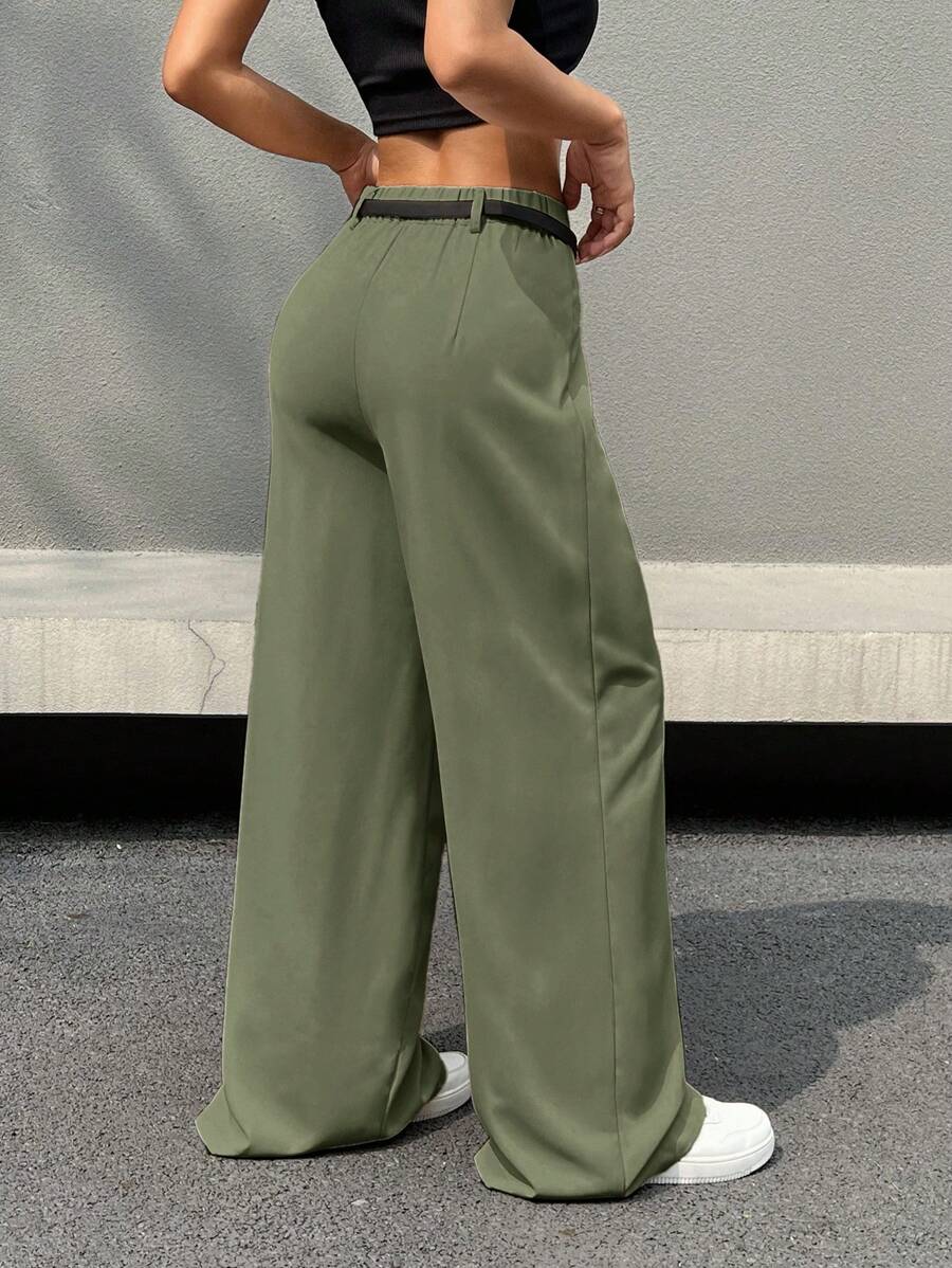 Kemerli Geniş Paça Günlük Pantolon Niebbla