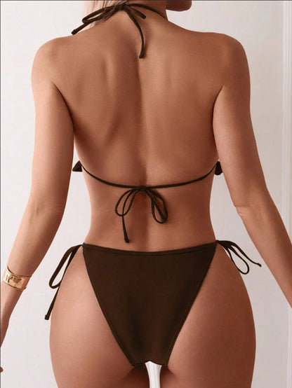 Fırfırlı Askılı Kırmızı Bikini Takımı Niebbla