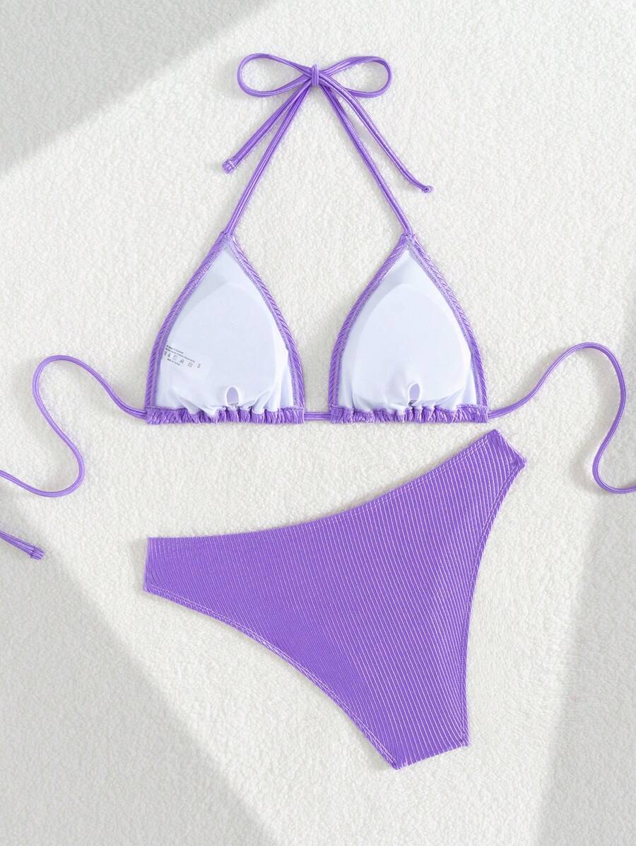 Çiçek Desenli Halter Bağcıklı Bikini Takımı Niebbla