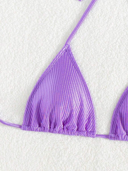Çiçek Desenli Halter Bağcıklı Bikini Takımı Niebbla