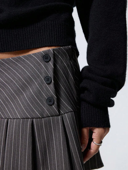 Pileli Çizgili Mini Etek Niebbla