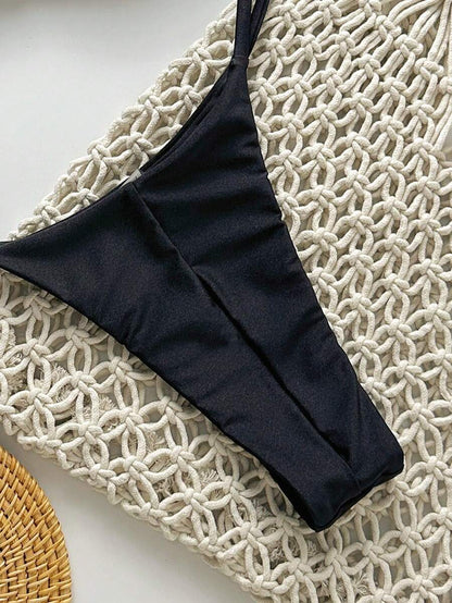 Pembe Straplez Bağcıklı Metal Detaylı Bikini Takımı Niebbla