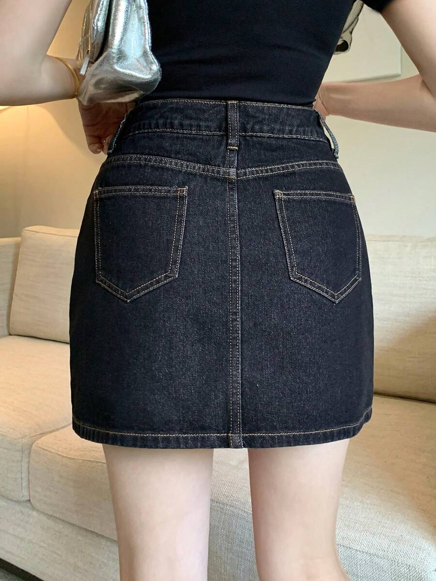 Doğal Dokulu Günlük Kot Etek Niebbla