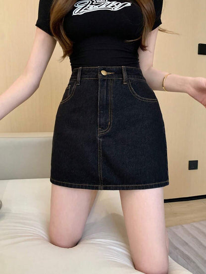 Doğal Dokulu Günlük Kot Etek Niebbla