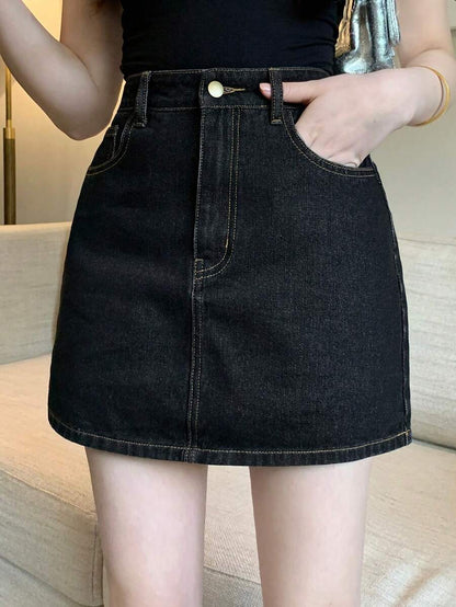 Doğal Dokulu Günlük Kot Etek Niebbla