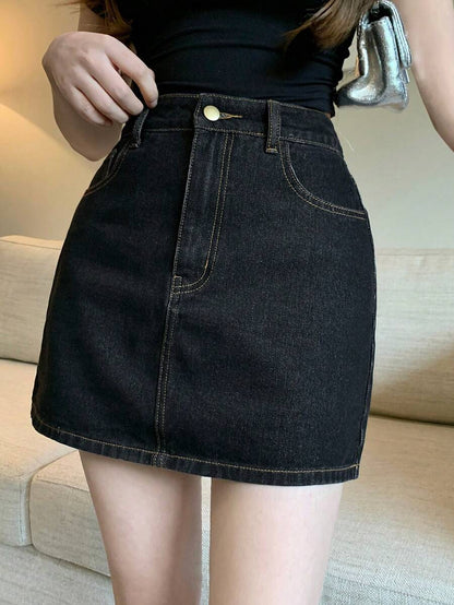 Doğal Dokulu Günlük Kot Etek Niebbla