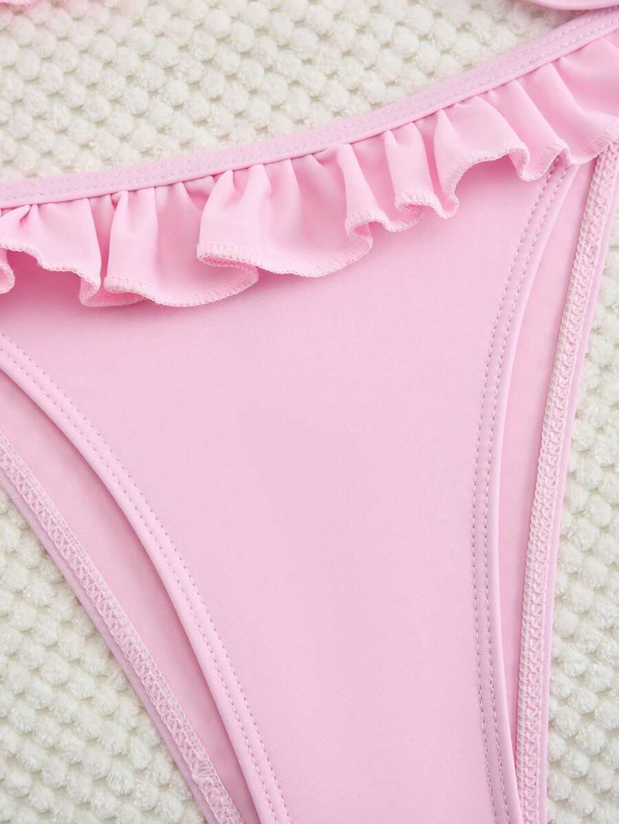 Fırfırlı Askılı Kırmızı Bikini Takımı Niebbla