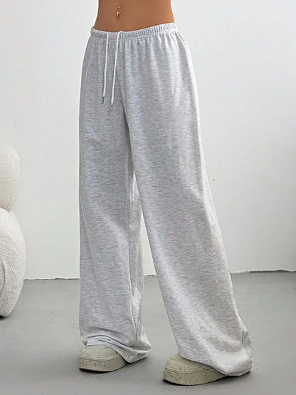 Düz Renk Bağcıklı Bel Düz Paça Jogger Pantolon Niebbla