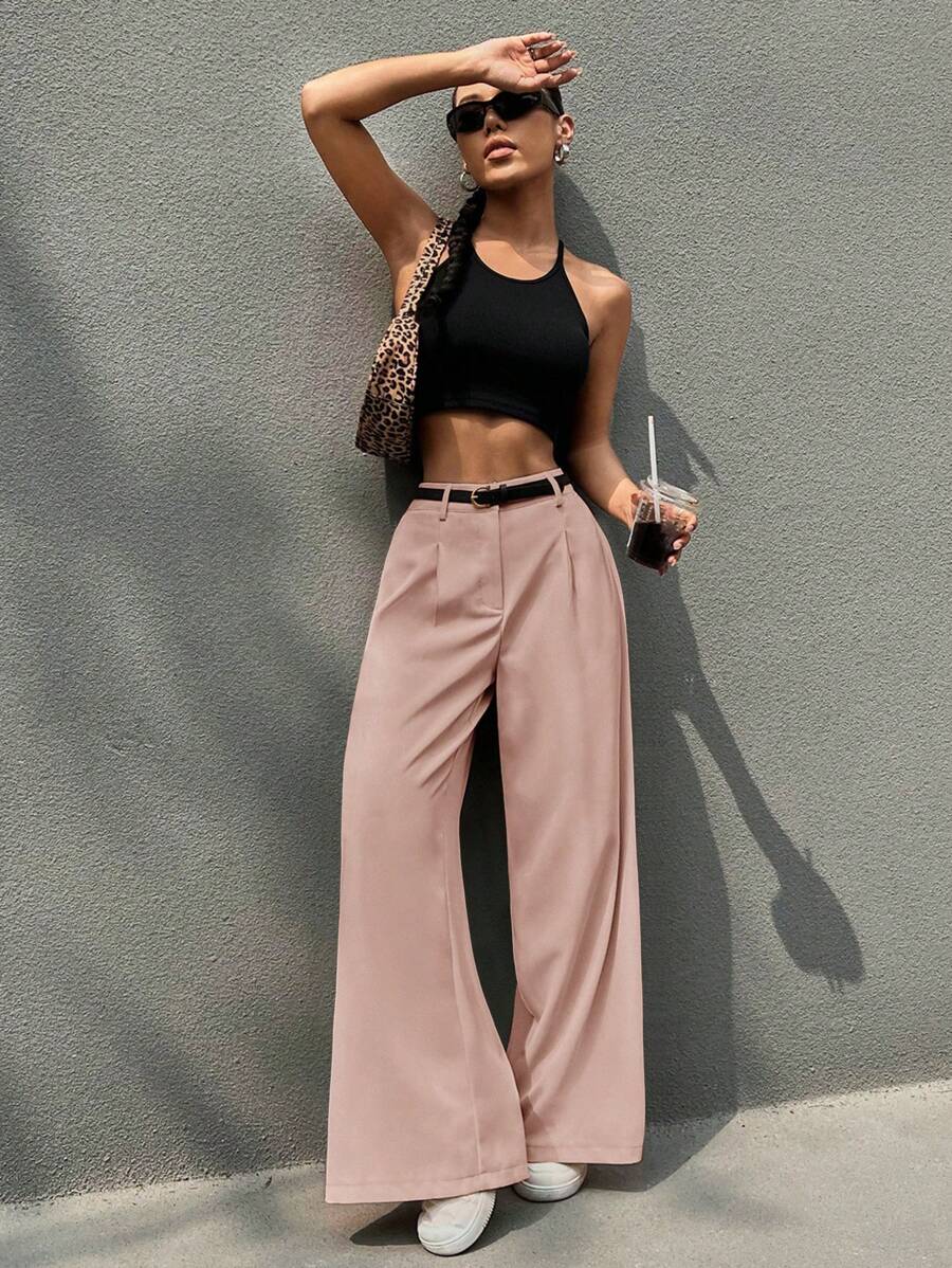 Kemerli Geniş Paça Günlük Pantolon Niebbla