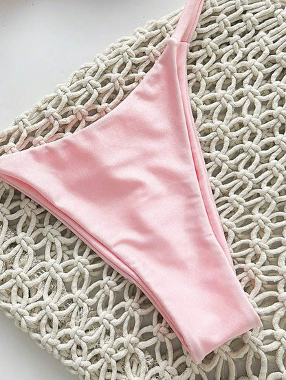 Pembe Straplez Bağcıklı Metal Detaylı Bikini Takımı Niebbla