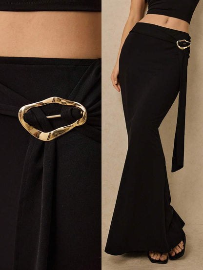 Metal Tokalı Fırfırlı Şık Etek Niebbla