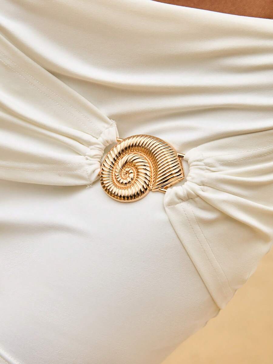 Metal Tokalı Düşük Bel Mini Etek Niebbla