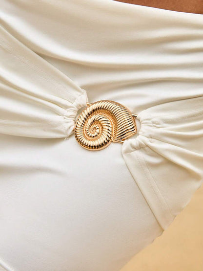 Metal Tokalı Düşük Bel Mini Etek Niebbla