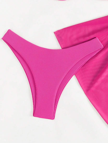 3'Lü Balenli Bikini Takımı Ve Örgü Plaj Eteği Niebbla