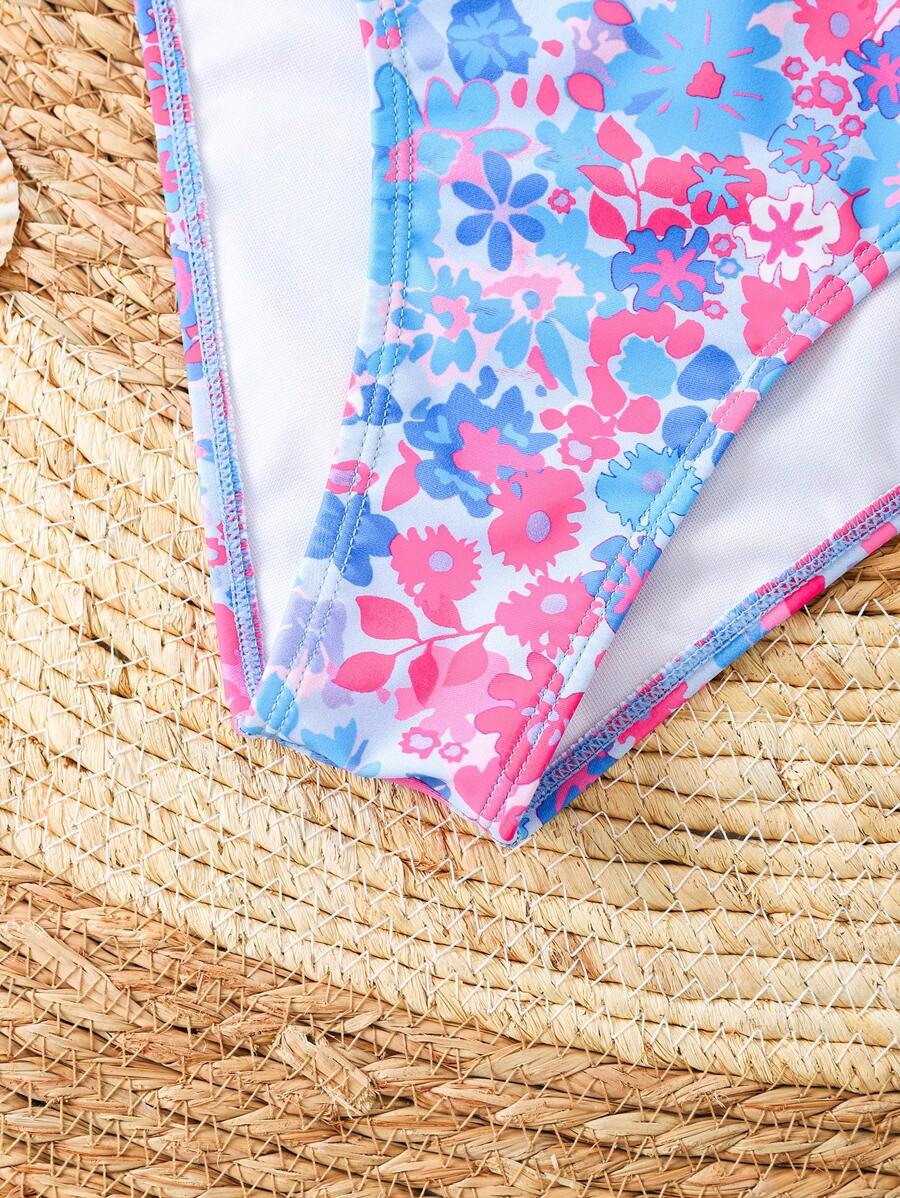 Çiçek Desenli Halter Bağcıklı Bikini Takımı Niebbla