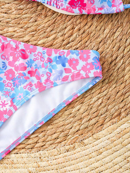 Çiçek Desenli Halter Bağcıklı Bikini Takımı Niebbla