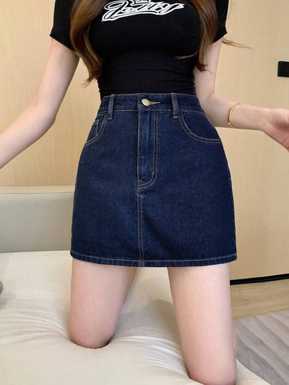 Doğal Dokulu Günlük Kot Etek Niebbla