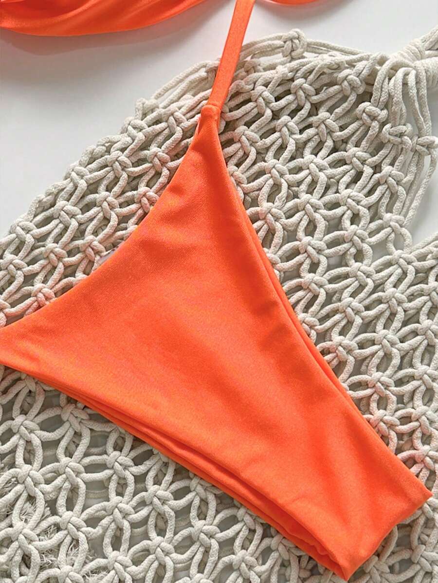 Pembe Straplez Bağcıklı Metal Detaylı Bikini Takımı Niebbla