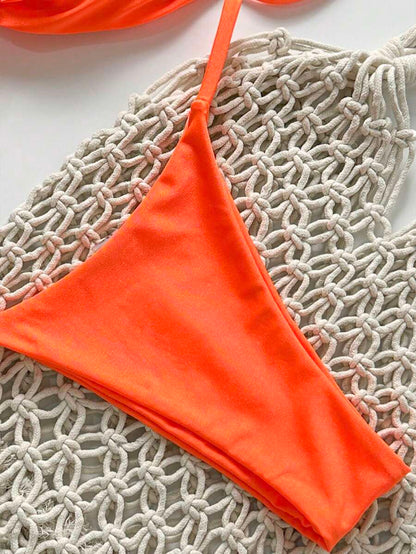 Pembe Straplez Bağcıklı Metal Detaylı Bikini Takımı Niebbla