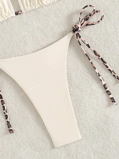 Leopar Desenli Boyundan Bağlamalı Bikini Takımı Niebbla