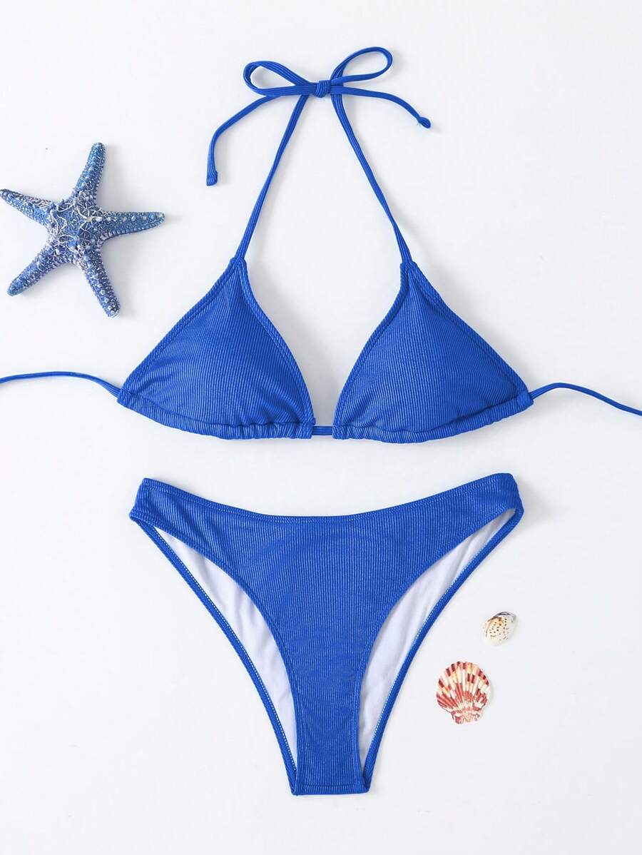 Çiçek Desenli Halter Bağcıklı Bikini Takımı Niebbla