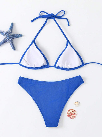 Çiçek Desenli Halter Bağcıklı Bikini Takımı Niebbla