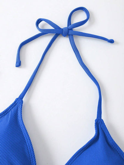 Çiçek Desenli Halter Bağcıklı Bikini Takımı Niebbla