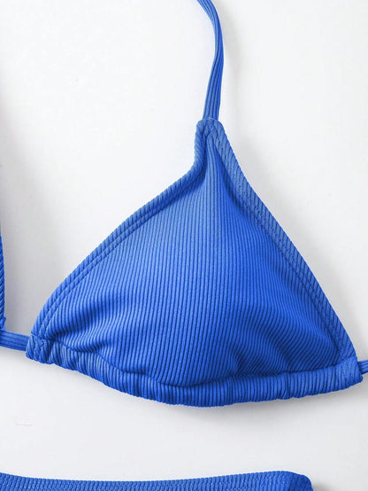 Çiçek Desenli Halter Bağcıklı Bikini Takımı Niebbla