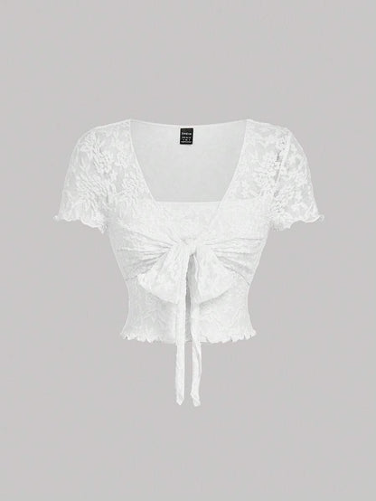 Bağcık Detaylı Romantik Crop Niebbla