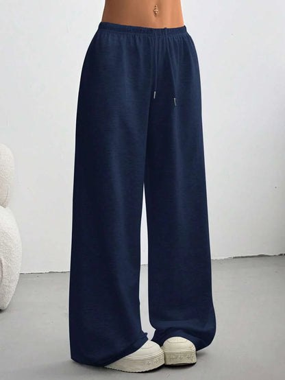 Düz Renk Bağcıklı Bel Düz Paça Jogger Pantolon Niebbla