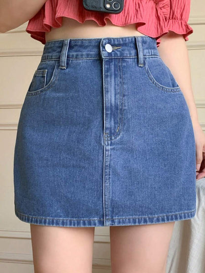 Doğal Dokulu Günlük Kot Etek Niebbla