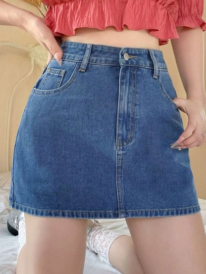 Doğal Dokulu Günlük Kot Etek Niebbla