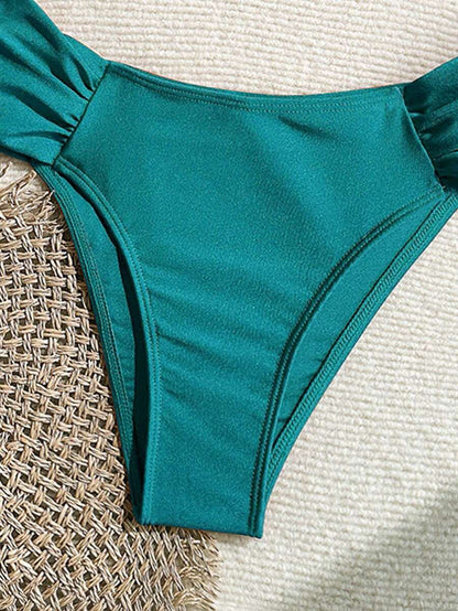 Metal Aksesuarlı Yüksek Kesim Askılı Bikini Takımı Niebbla
