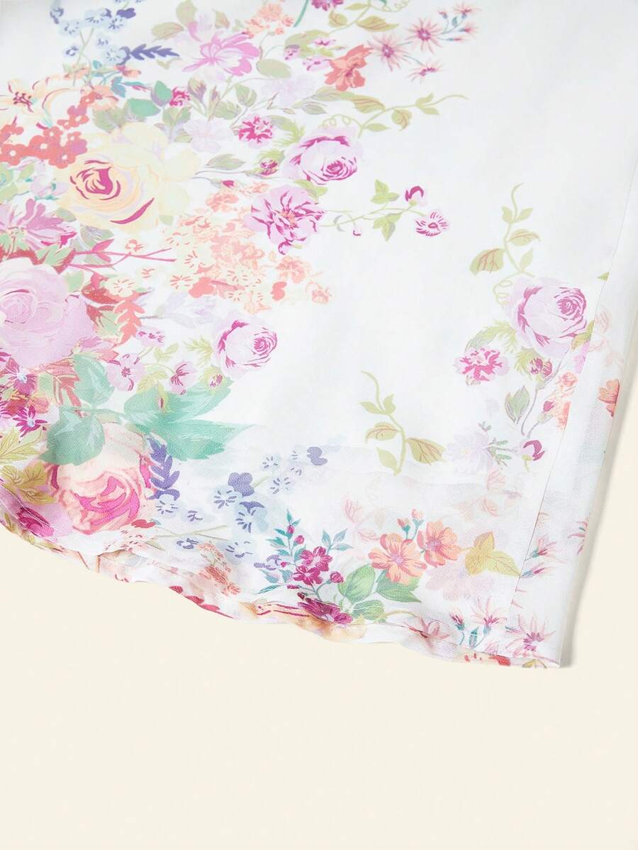 Çiçek Desenli Elastik Bel Günlük Etek Niebbla