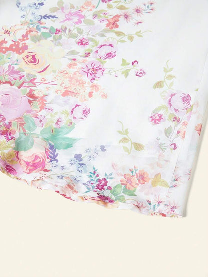 Çiçek Desenli Elastik Bel Günlük Etek Niebbla