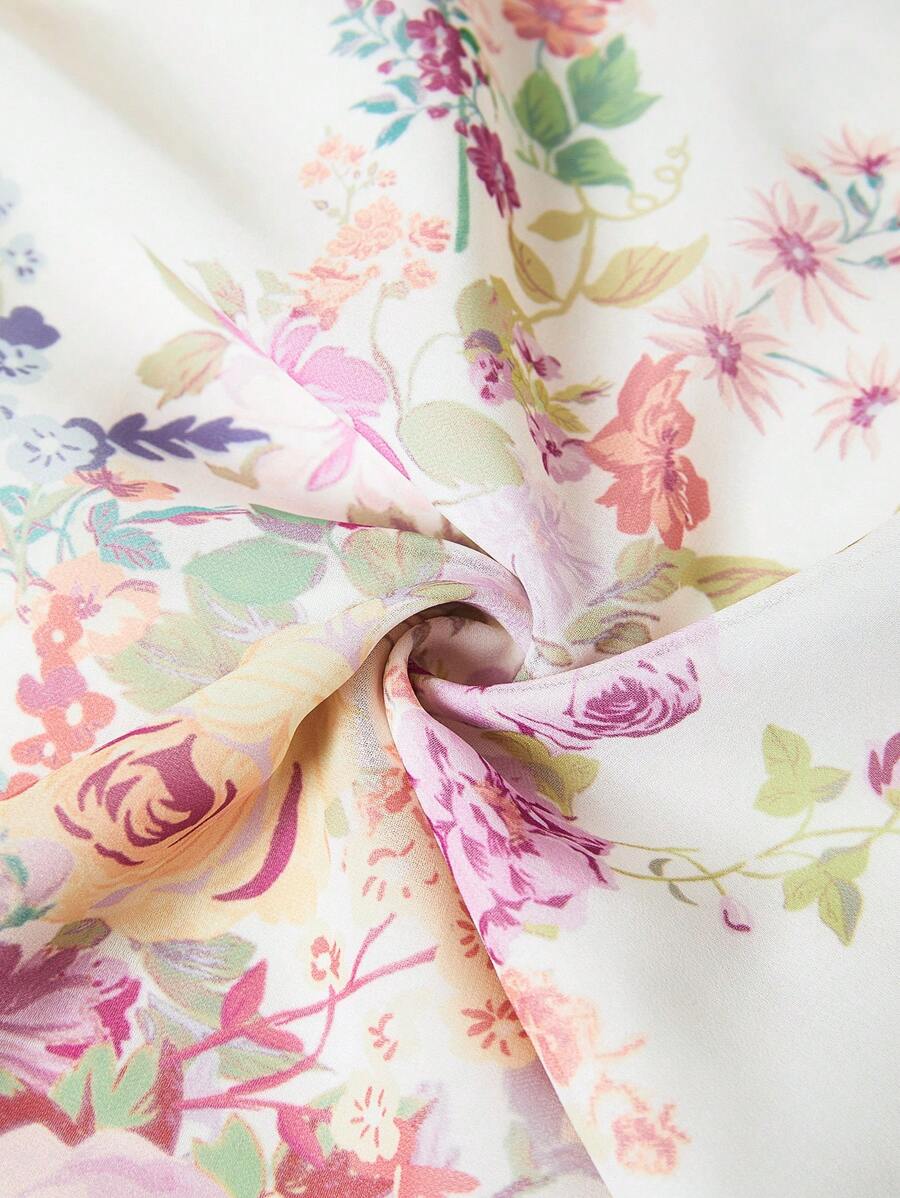 Çiçek Desenli Elastik Bel Günlük Etek Niebbla