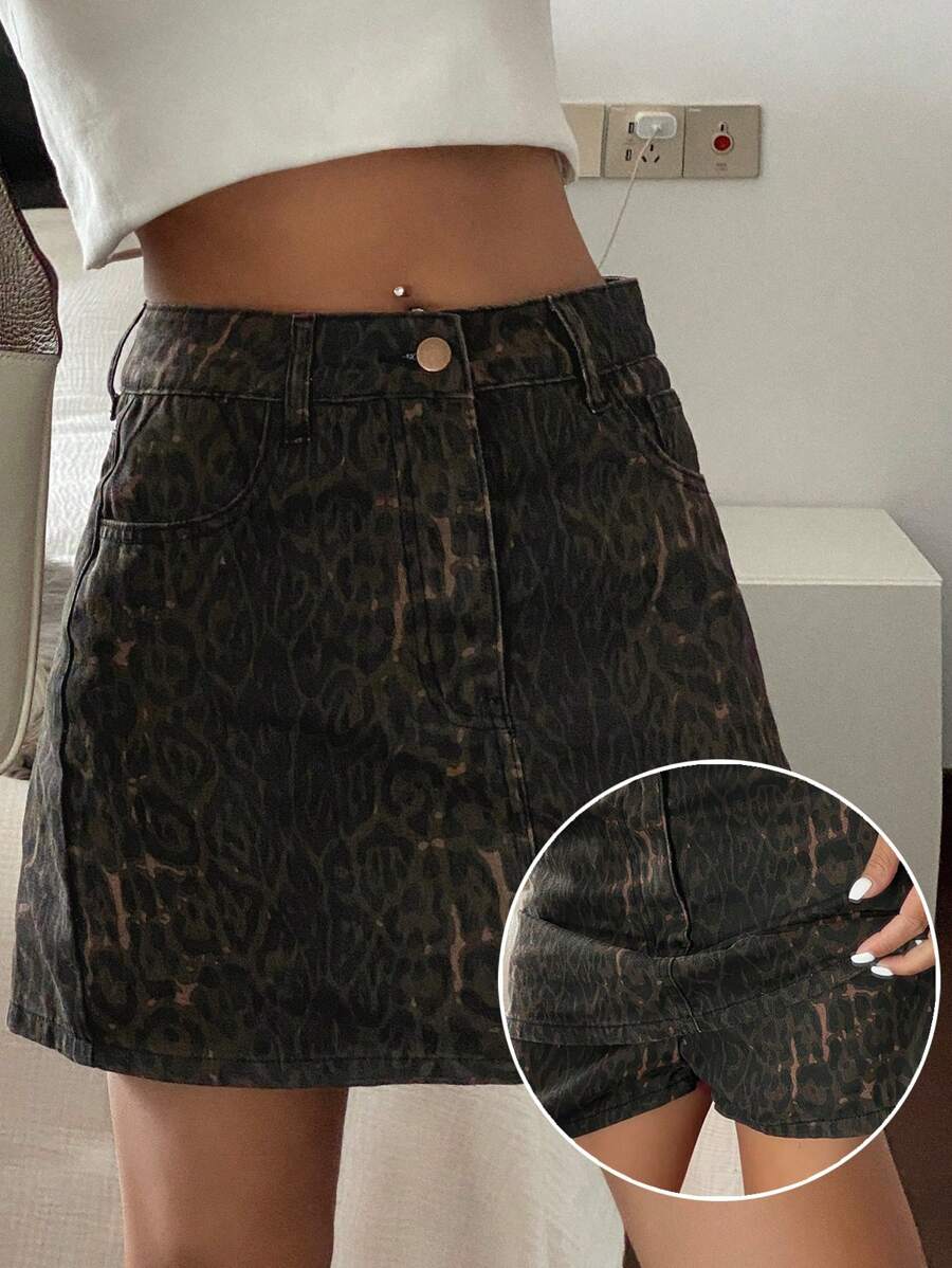 Doğal Dokulu Günlük Kot Etek Niebbla