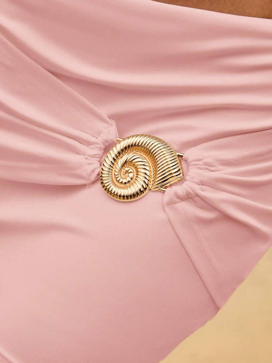 Metal Tokalı Düşük Bel Mini Etek Niebbla