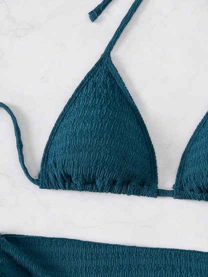 3 Parça Bikini Ve Düğümlü Mini Etek Takımı Niebbla