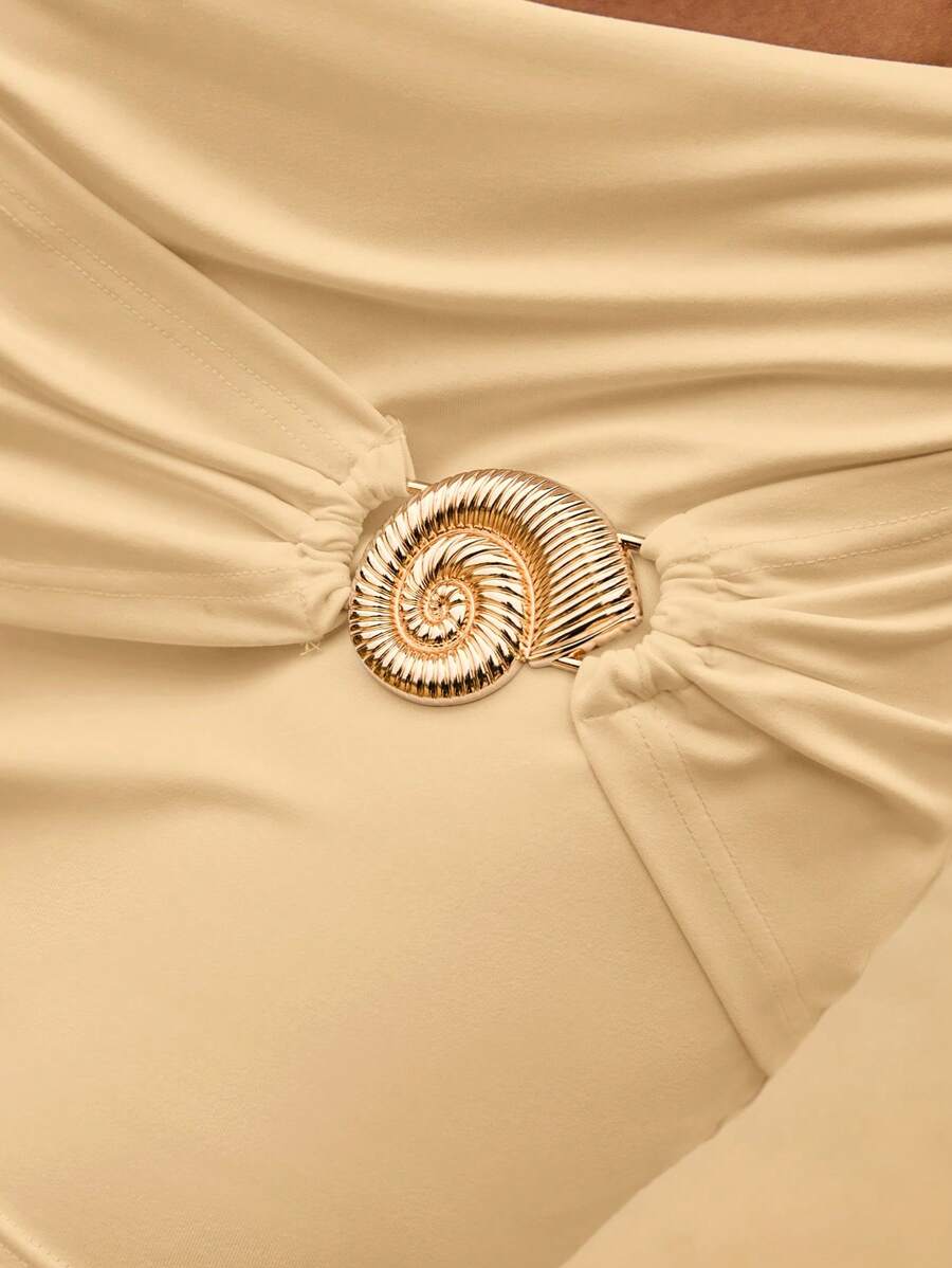 Metal Tokalı Düşük Bel Mini Etek Niebbla